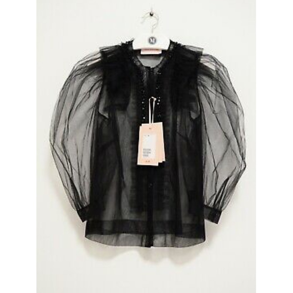 Simone Rocha x H&M Puff Sleeved Black Tulle Blouse - Picture 8 of 16